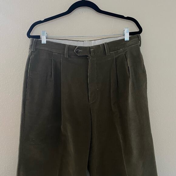 Loro Piana Pantaflat cotton corduroy slim pants in Green/Brown  sz 48 US 33 - Picture 2 of 9